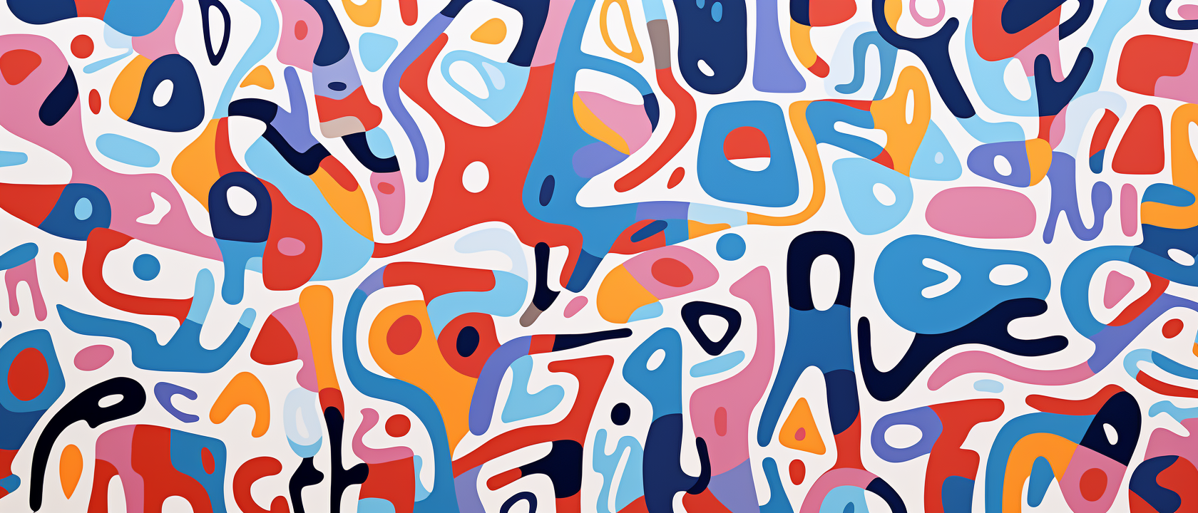 Colorful abstract patterns with densely packed shapes