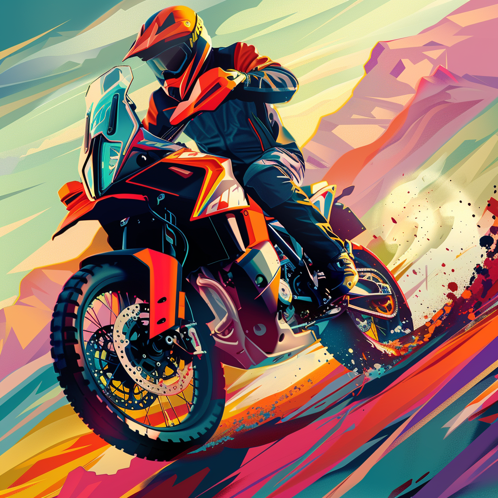 Colorful KTM adventure action shot