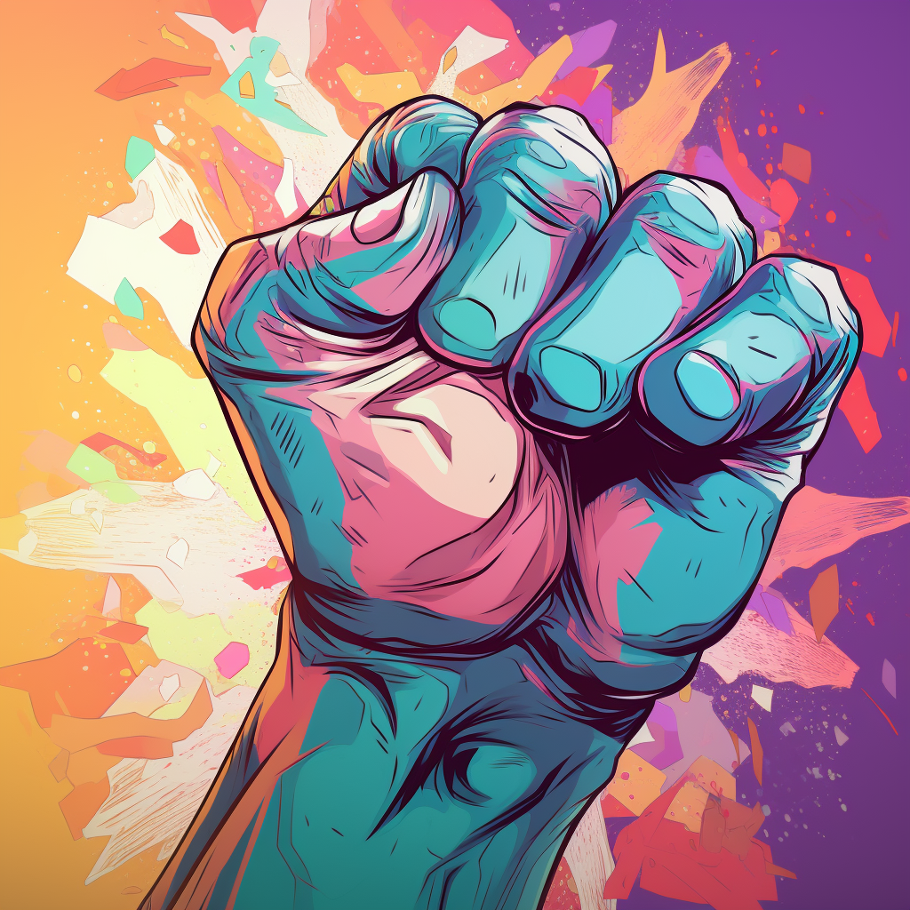 Colorful anime fist ready to strike