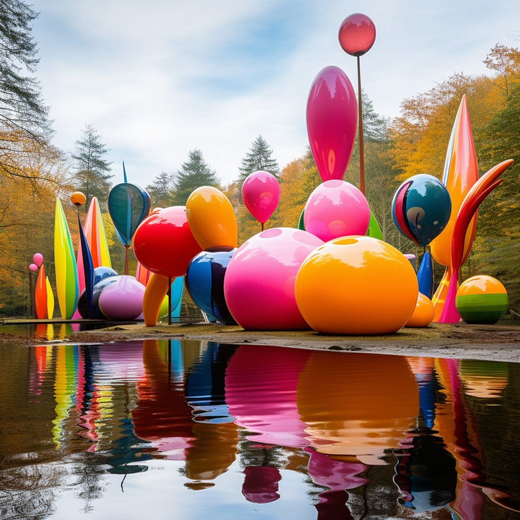 Giant Colorful Art in Forest