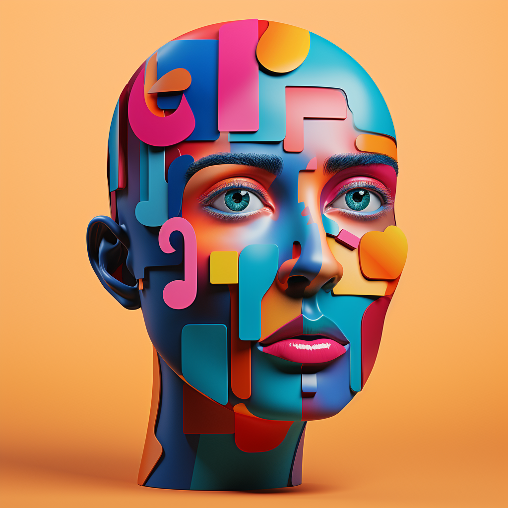 Colorful AI Face Question Mark Illustration