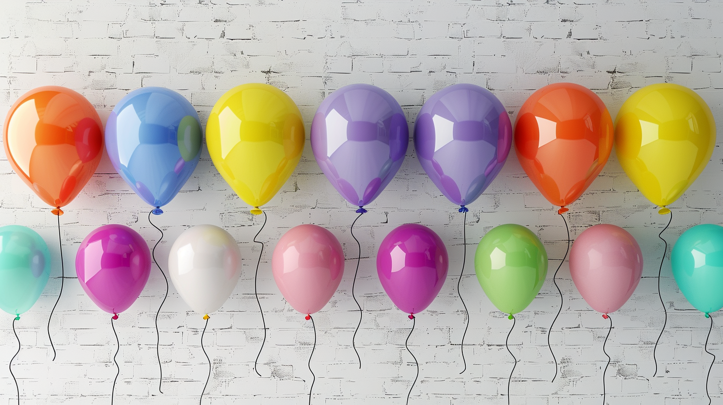 Colorful balloons on white wall