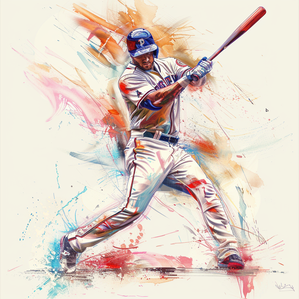 Colorful MLB Baseball player sketch