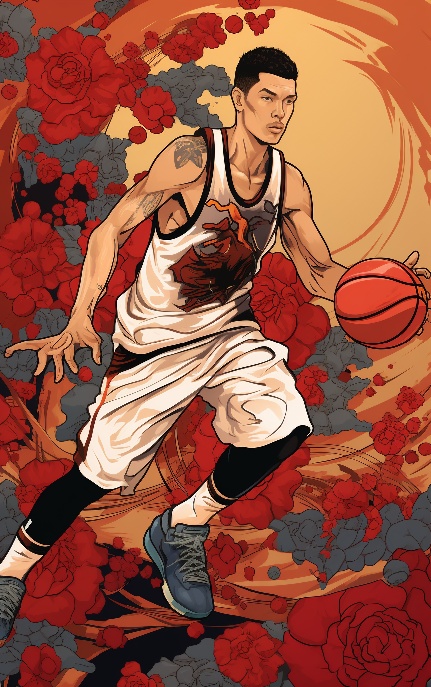 Illustration of a Colorful Basketball Player