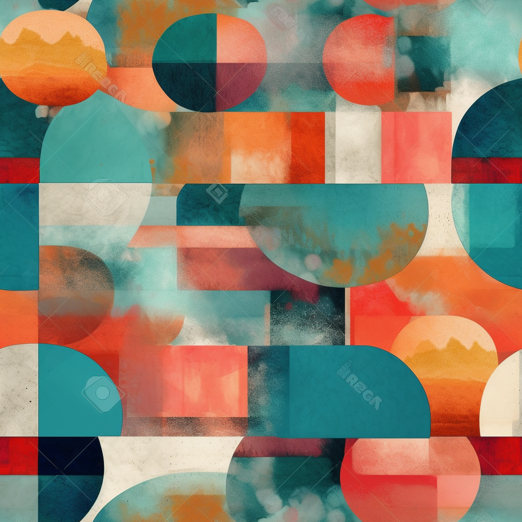 colorful bauhaus watercolor pattern