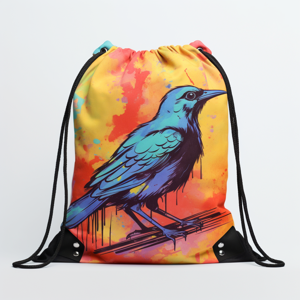 Colorful bird drawstring backpack