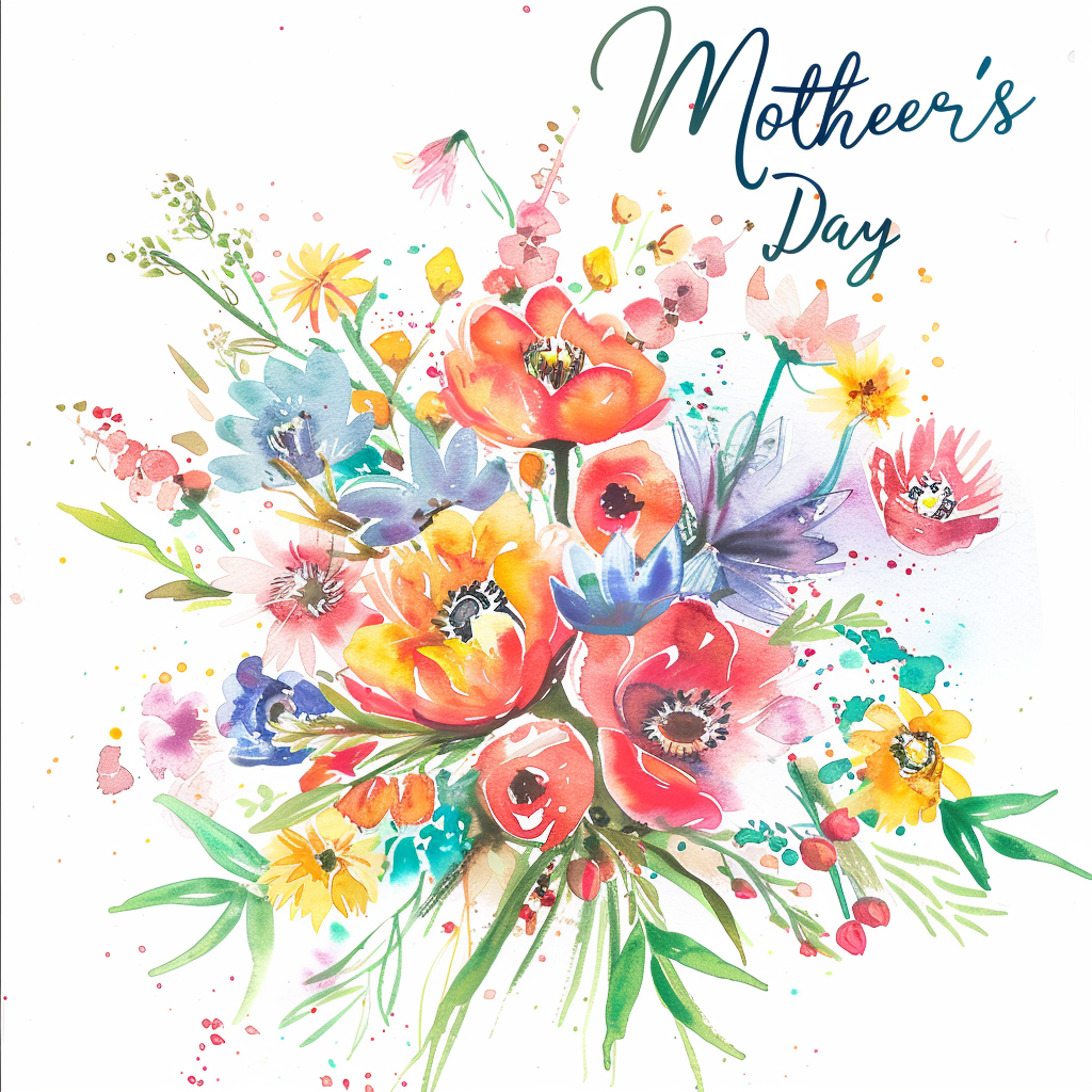 Watercolor painting of Mother's Day bouquet