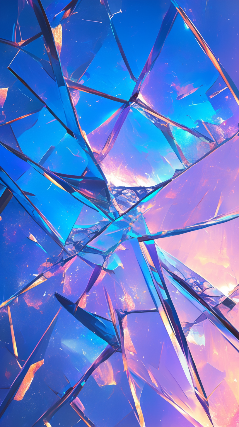 Colorful broken glass close-up