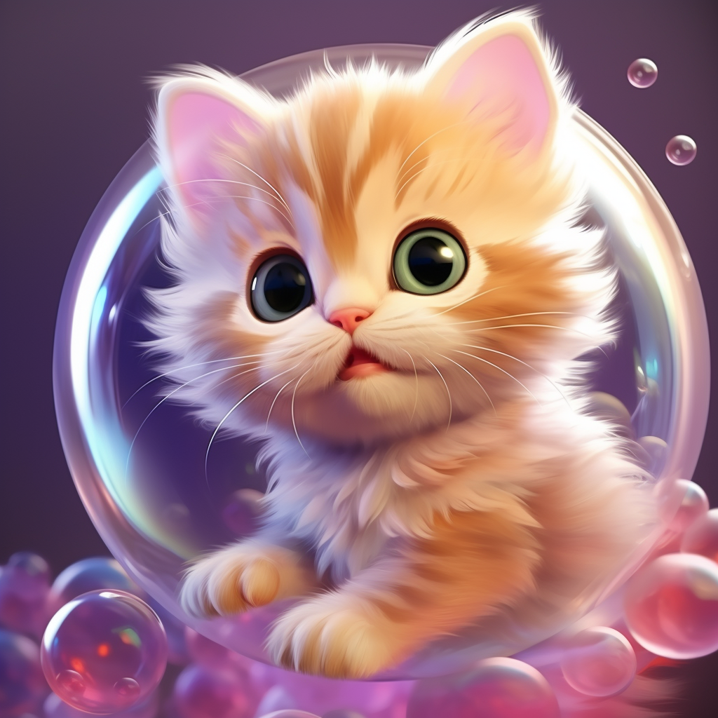 Cute kitten in a bubble