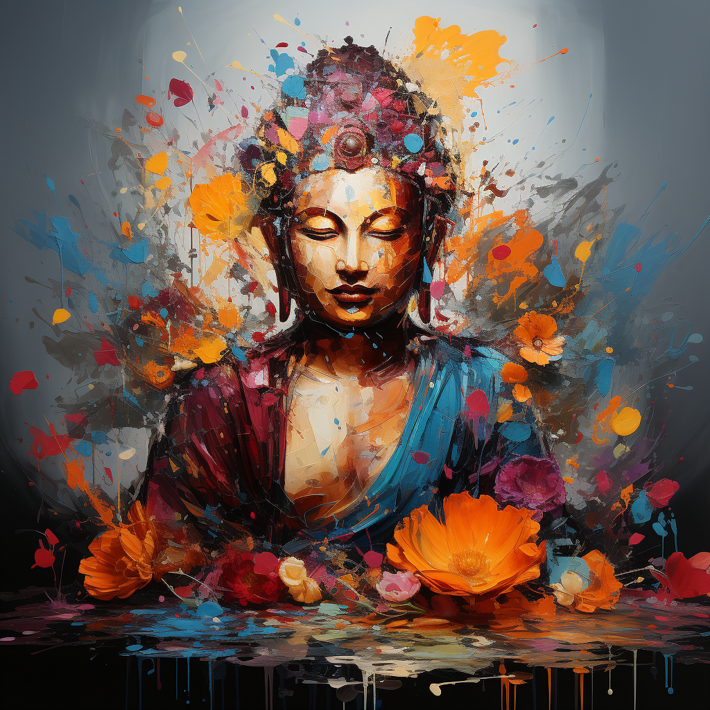 Colorful Buddha painting on canvas