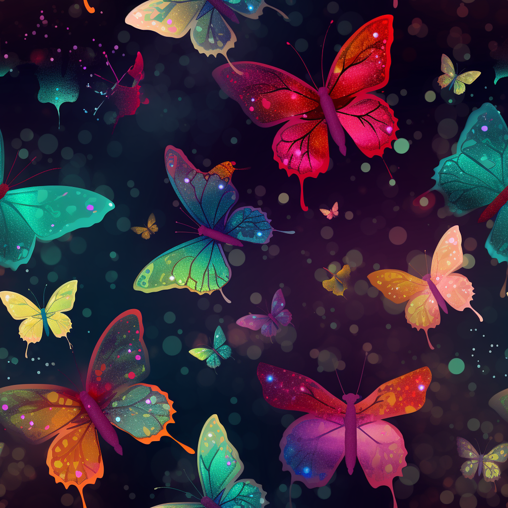 Colorful butterflies and sparkles on a background