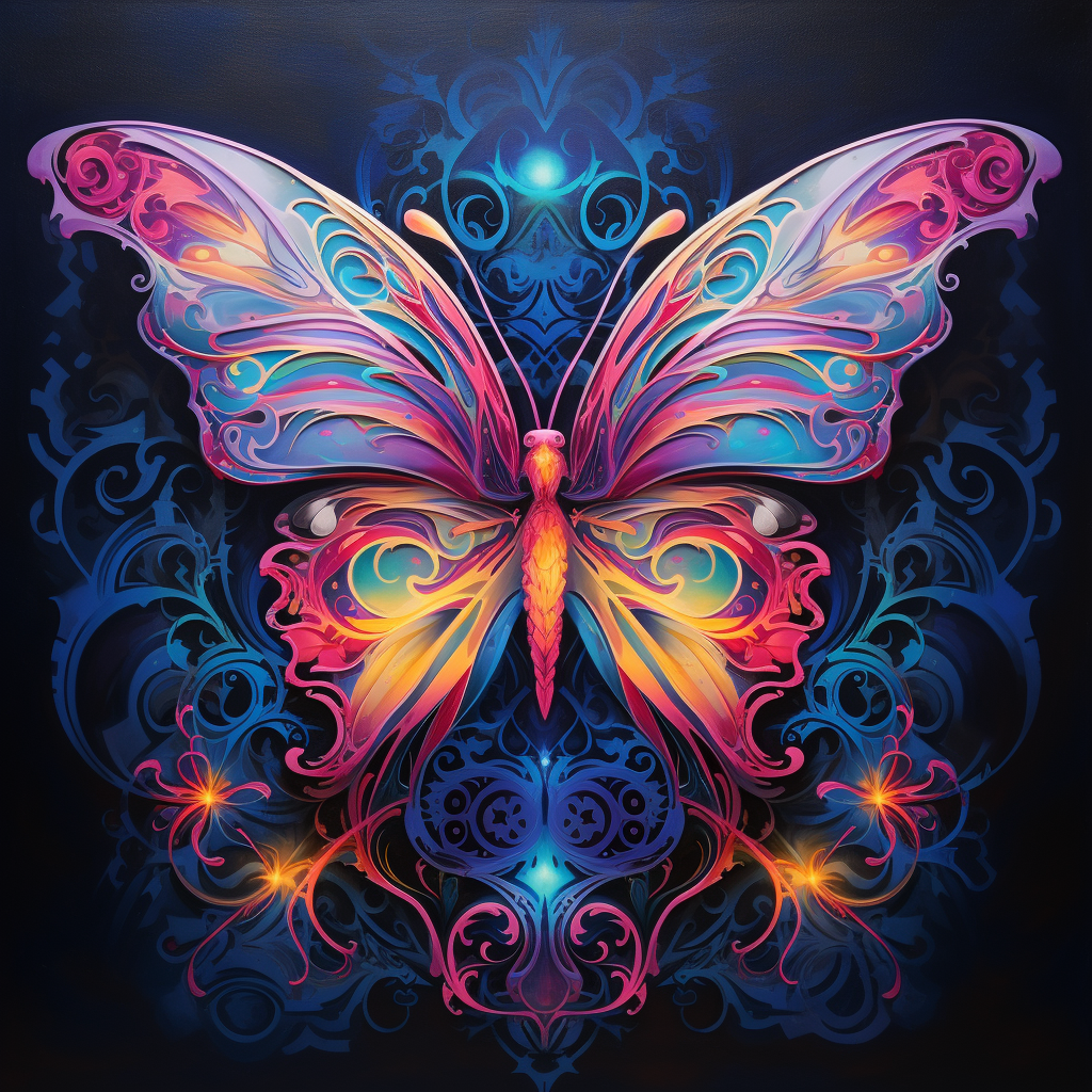 Colorful butterfly painting on wall