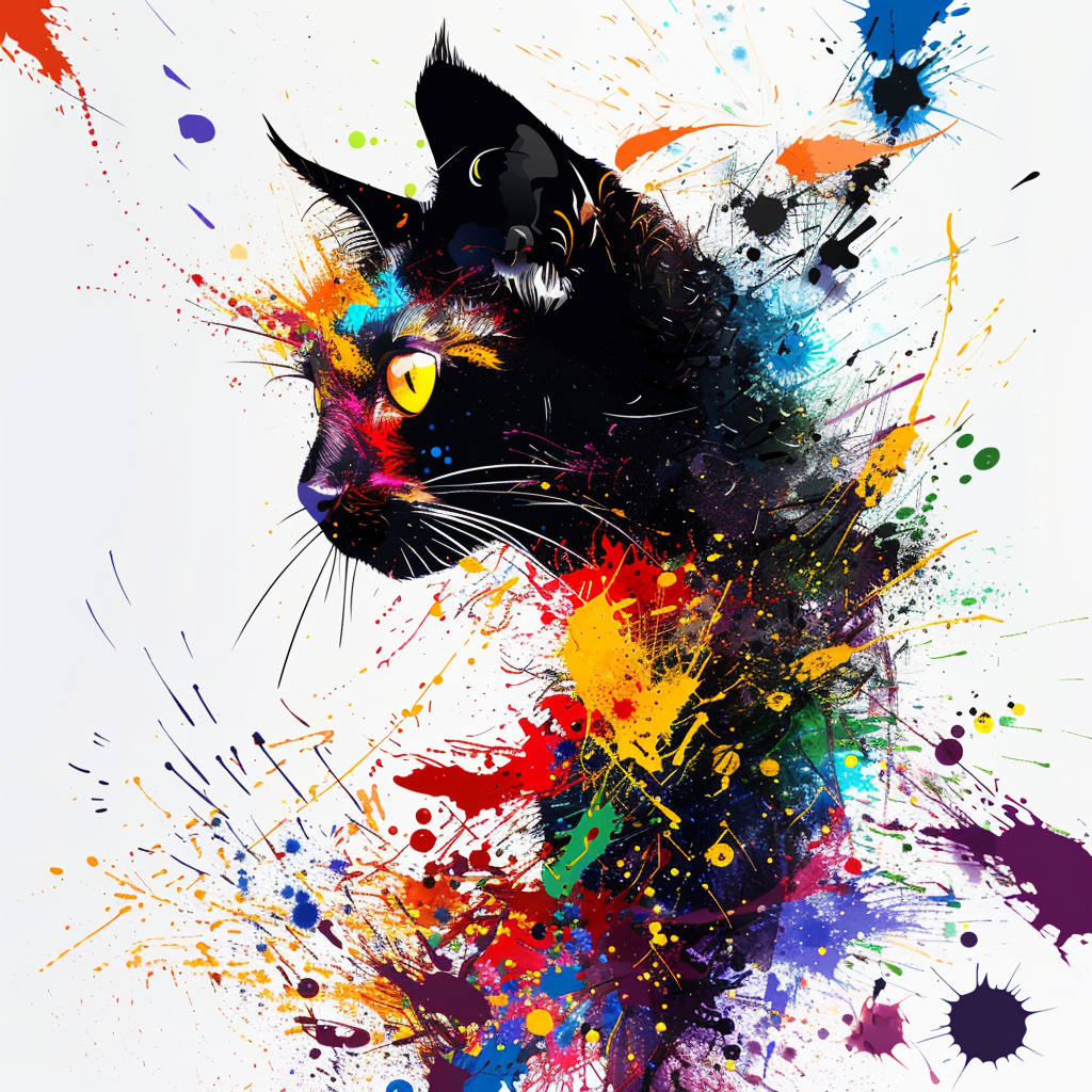 Cat shaped colorful geometric abstract art