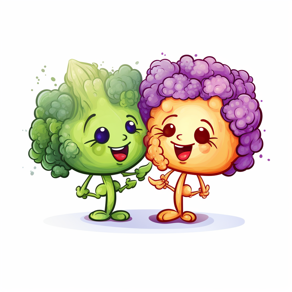 Colorful cauliflower with funny smiley emoji