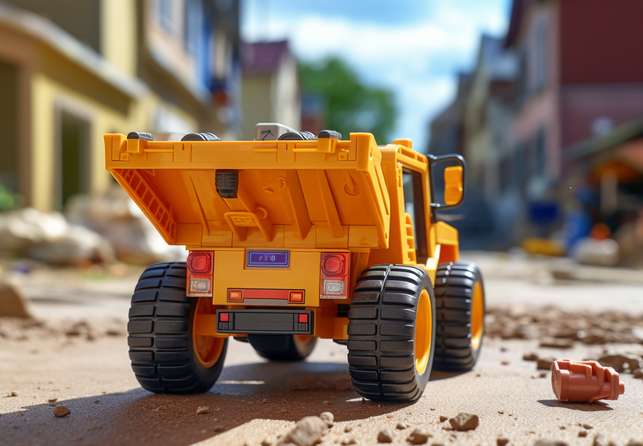 Colorful toy remote controlled construction truck