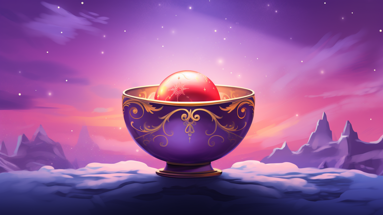 Colorful Christmas Bowl Illustration in Purple Sky