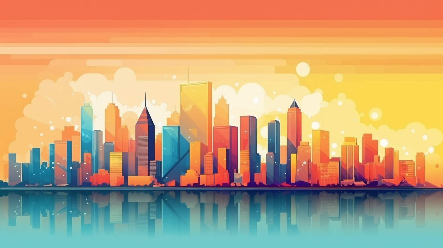 Colorful city retro style header