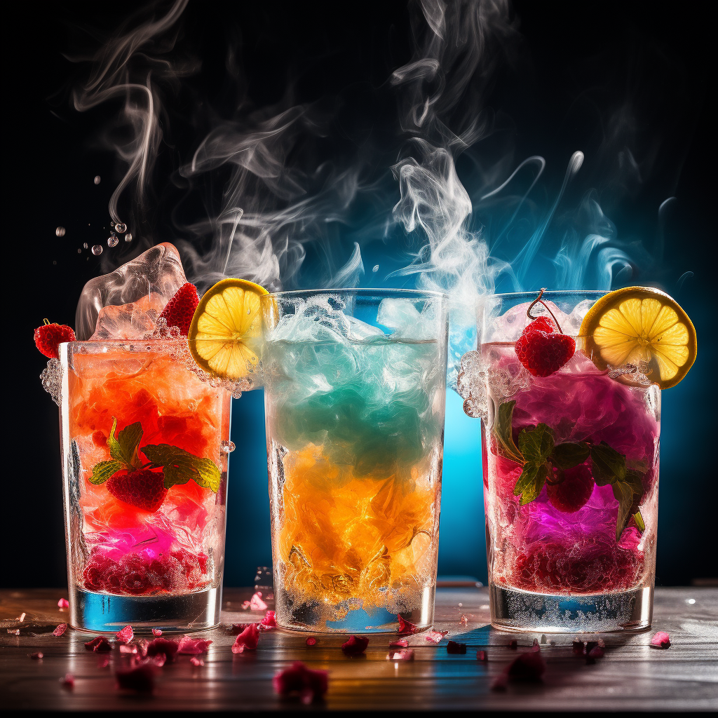 Vibrant cocktail drinks on a table