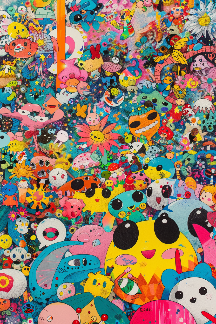 Colorful Murakami Tropical Pop Art Collage