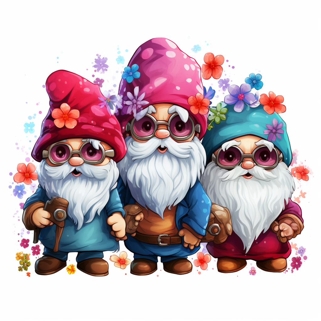 Colorful cute gnomes sublimation design