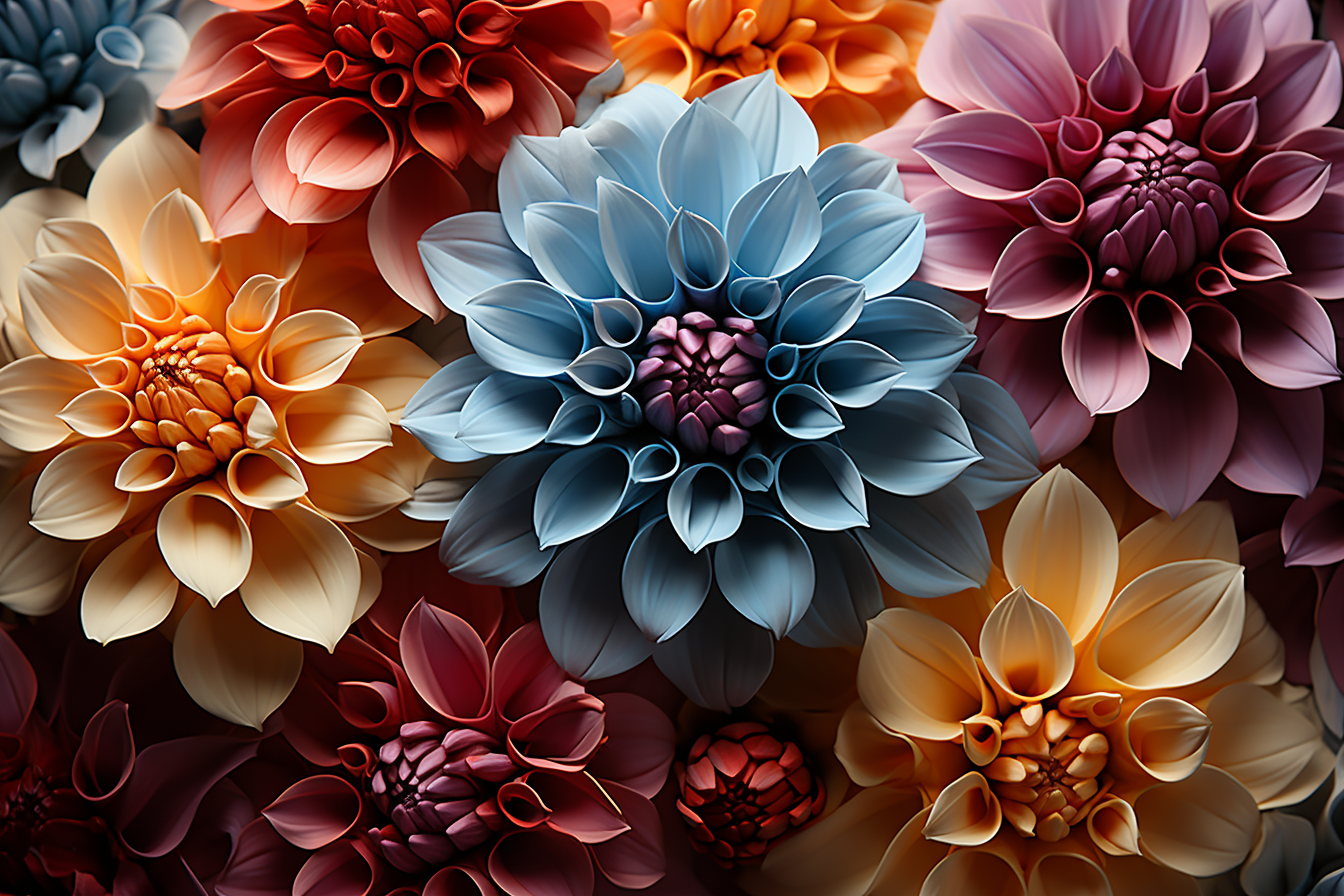 Vibrant dalias in various colors