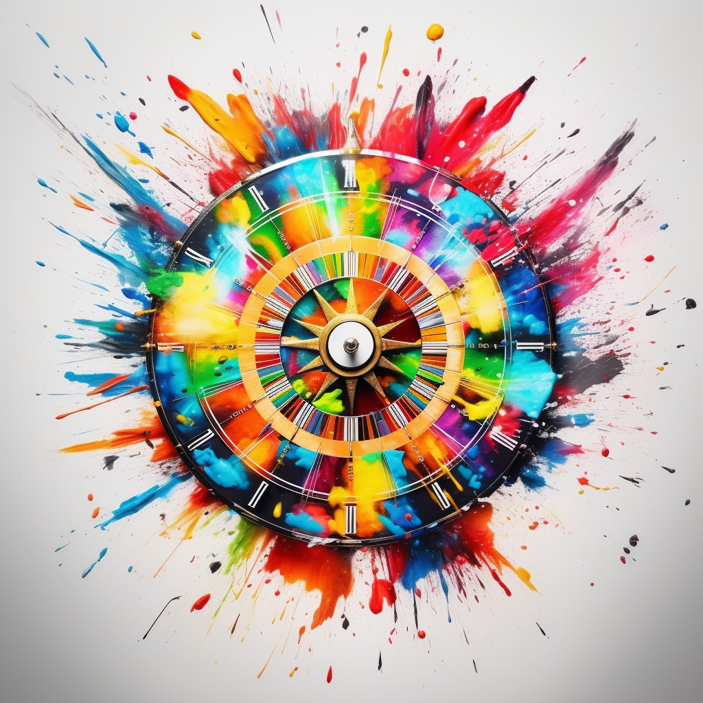 Colorful splashes on dartboard