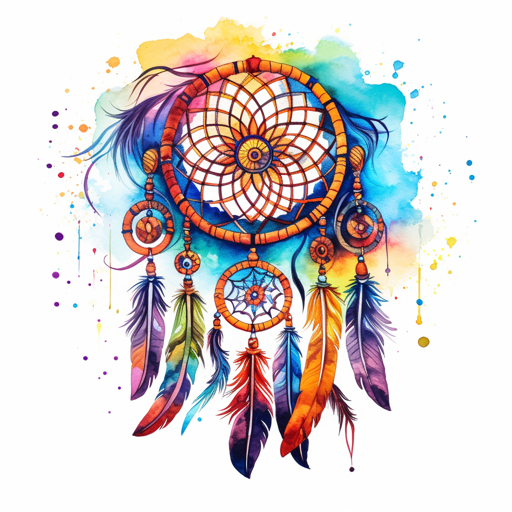 Colorful dream catcher on white background