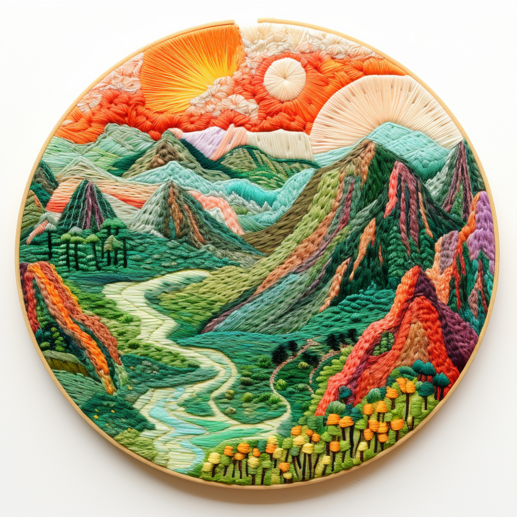 Intricate and colorful embroidery patch artwork