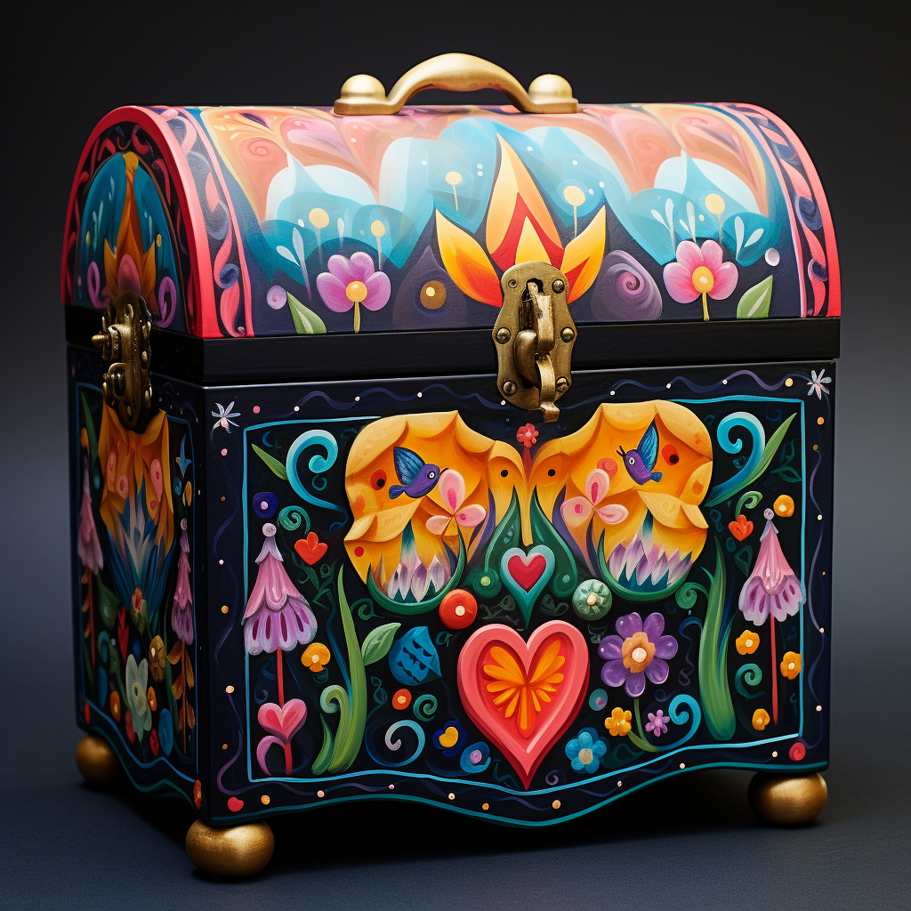 Colorful Fairytale Treasure Chest in Mary Blair Style