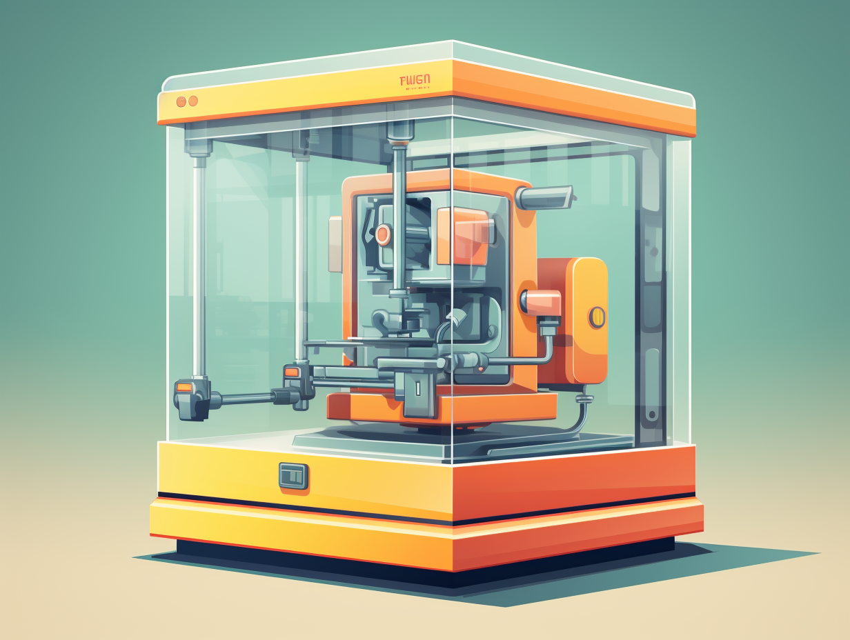 Colorful glass box machine illustration