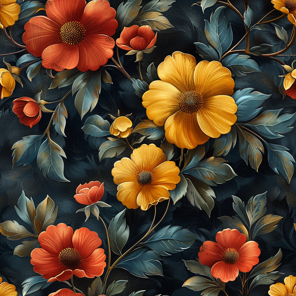 Colorful Flowers on Gray Background