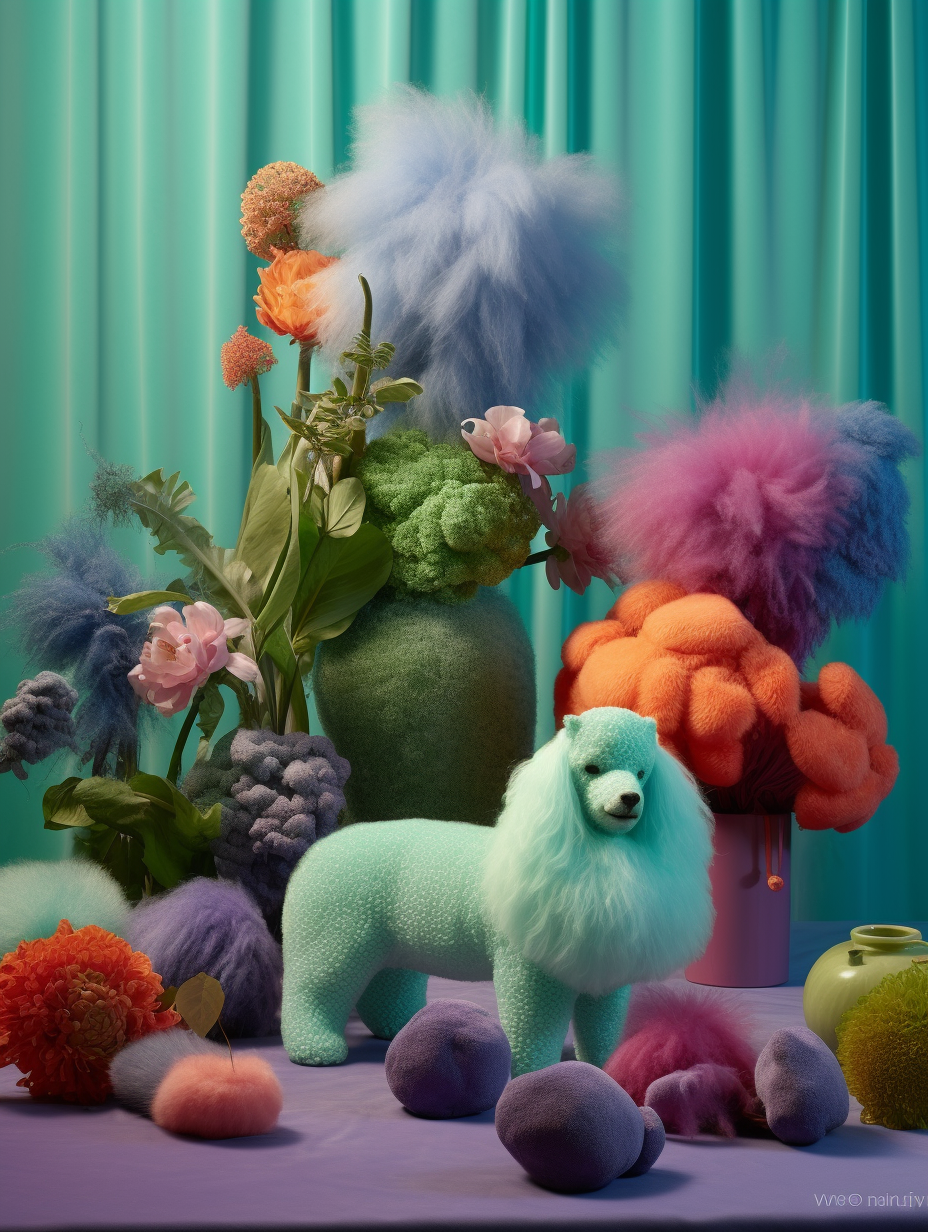 Colorful flowers furry art items