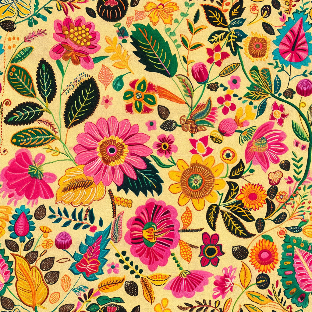 Colorful flowers on warm yellow background