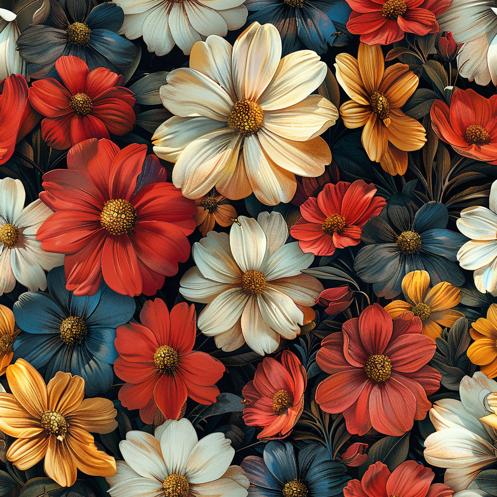 Colorful flowers on dark background