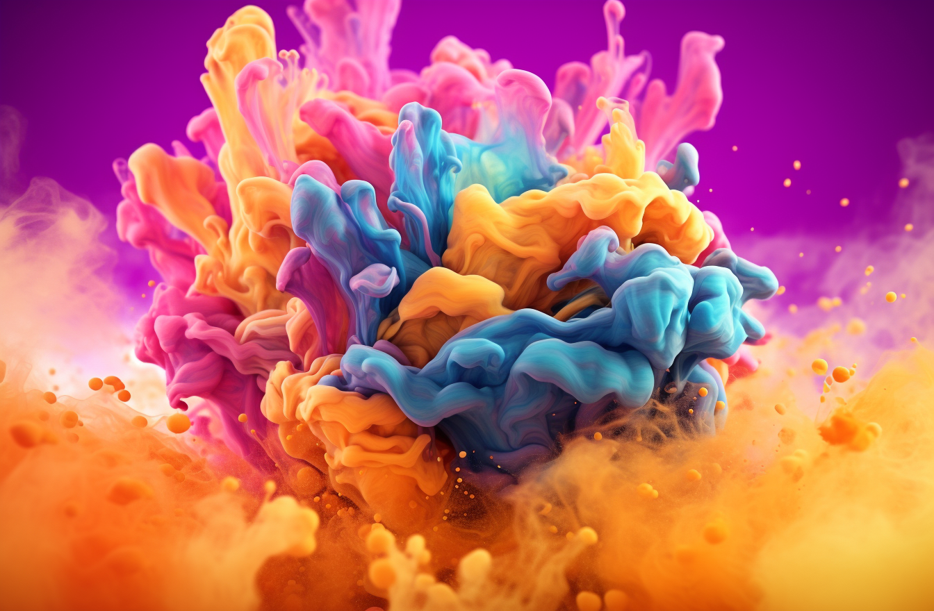 Abstract colorful fluid explosion in office