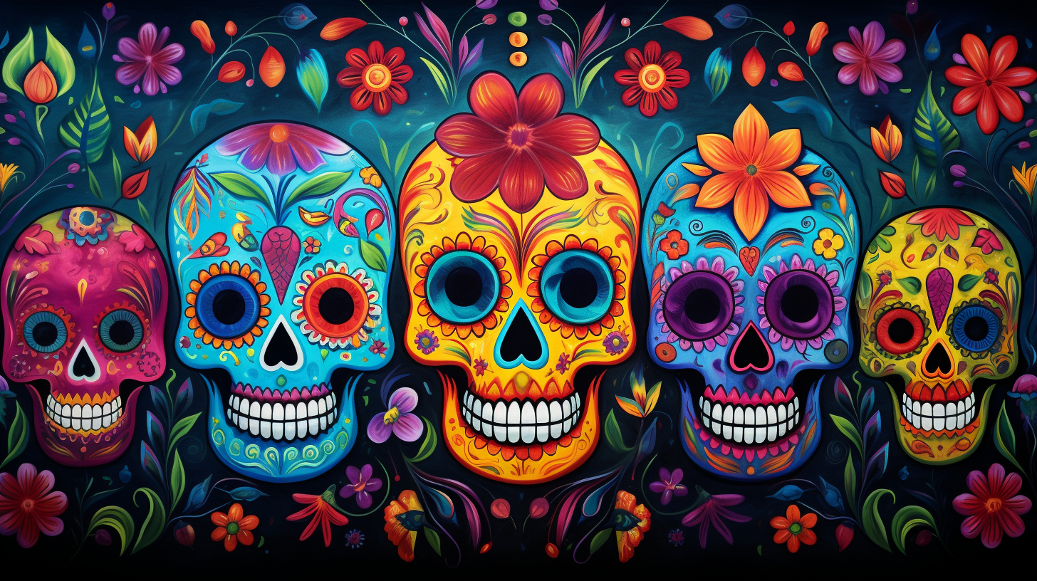 Colorful folk art in vibrant colors