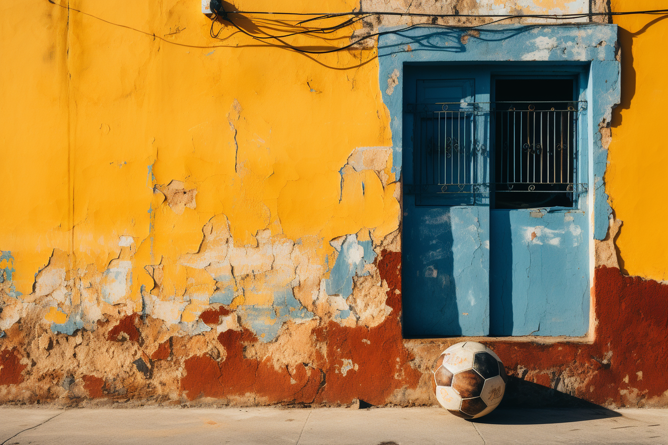 Colorful football wall exhibition