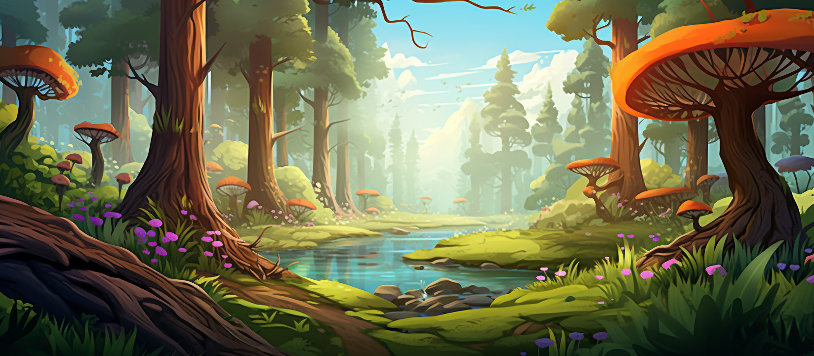 Beautiful Colorful Forest Cartoon