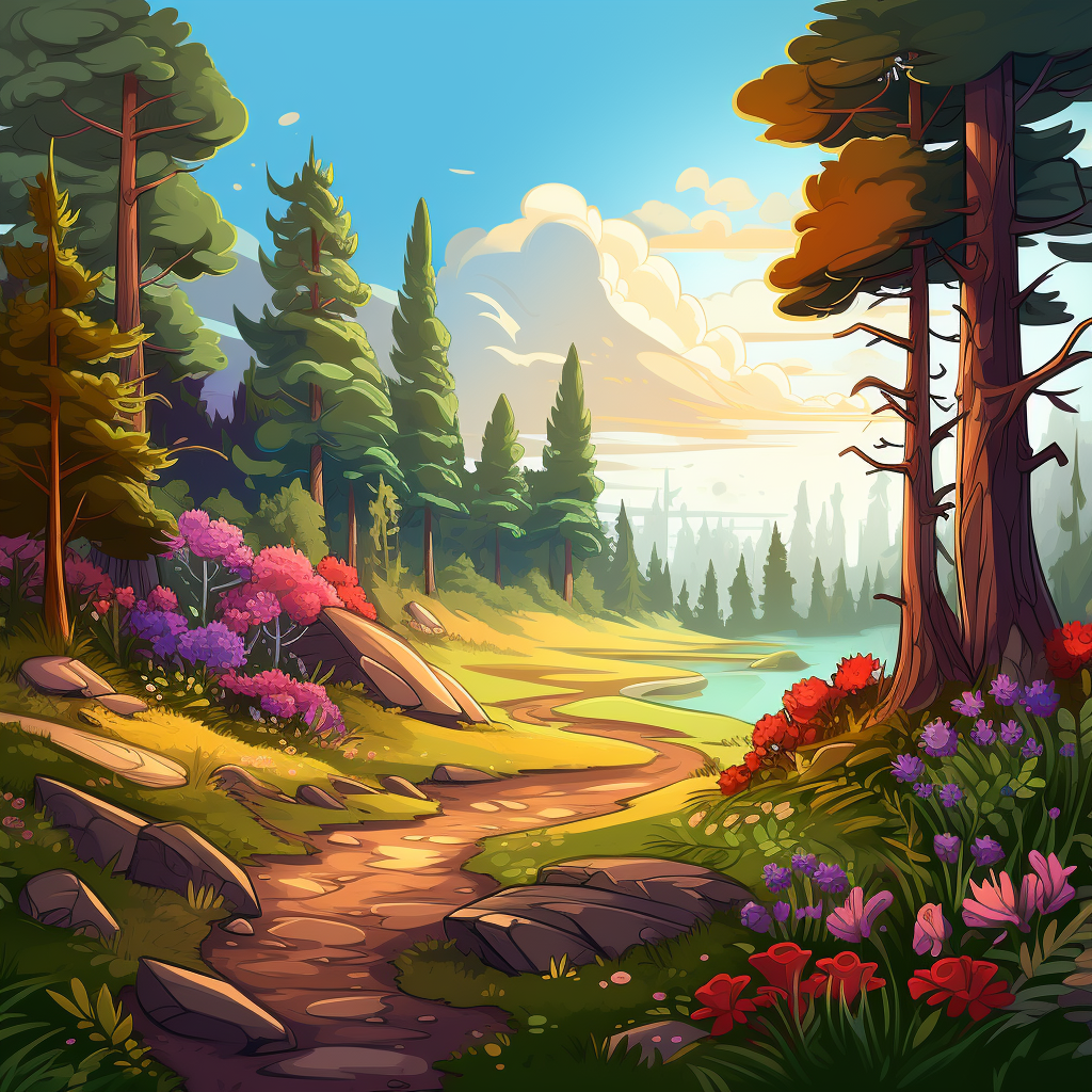 Colorful forest in cartoon style