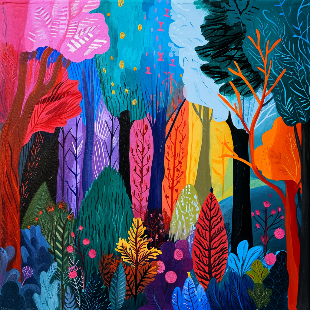 Beautiful Forest in Mary Blair Style