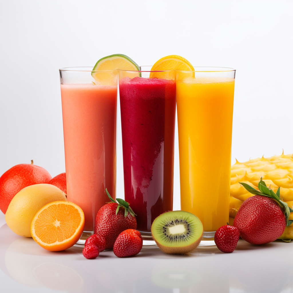 Vibrant glasses of fruit juice