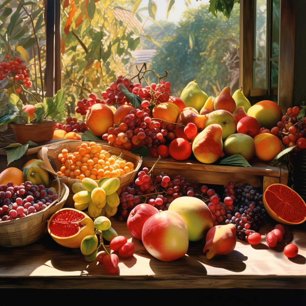 Colorful fruits on table