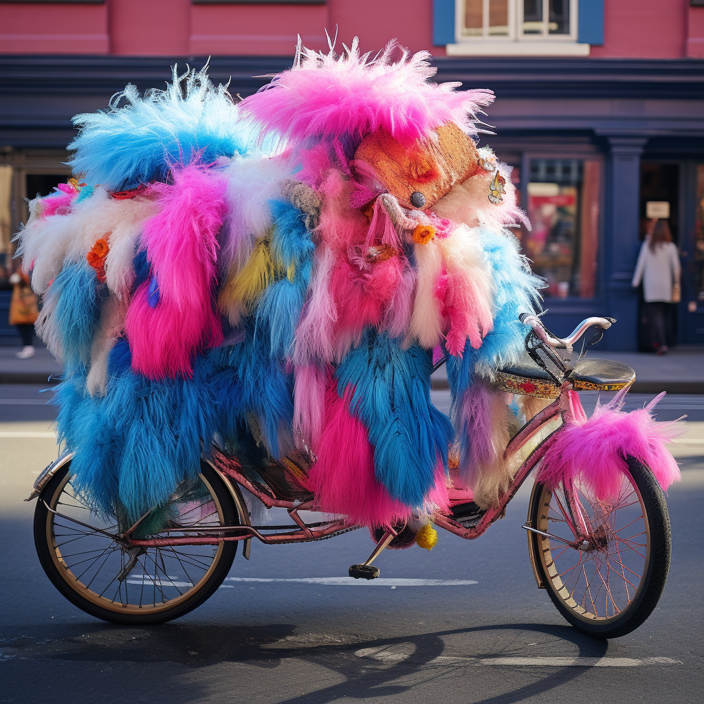 Pedicab with Colorful Fur and Neon Colors