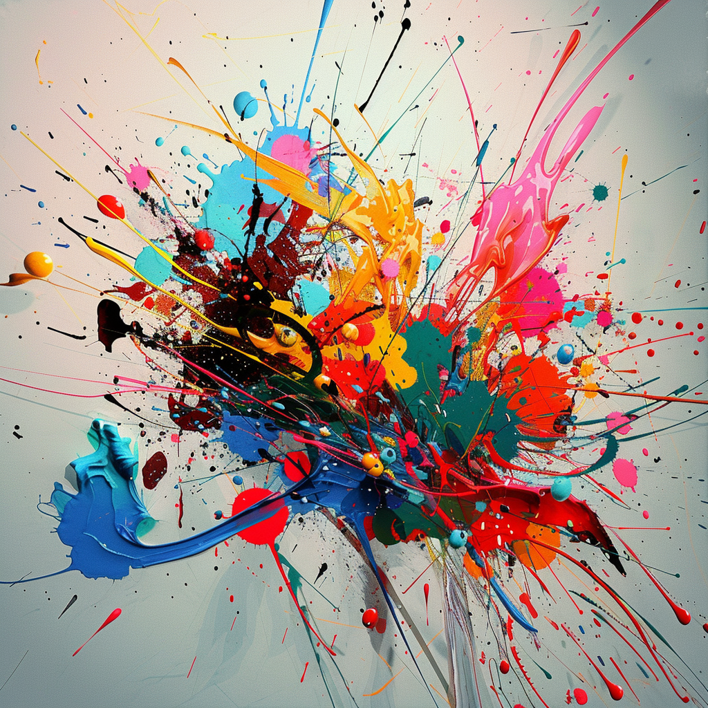 Abstract art paint splashes geometric