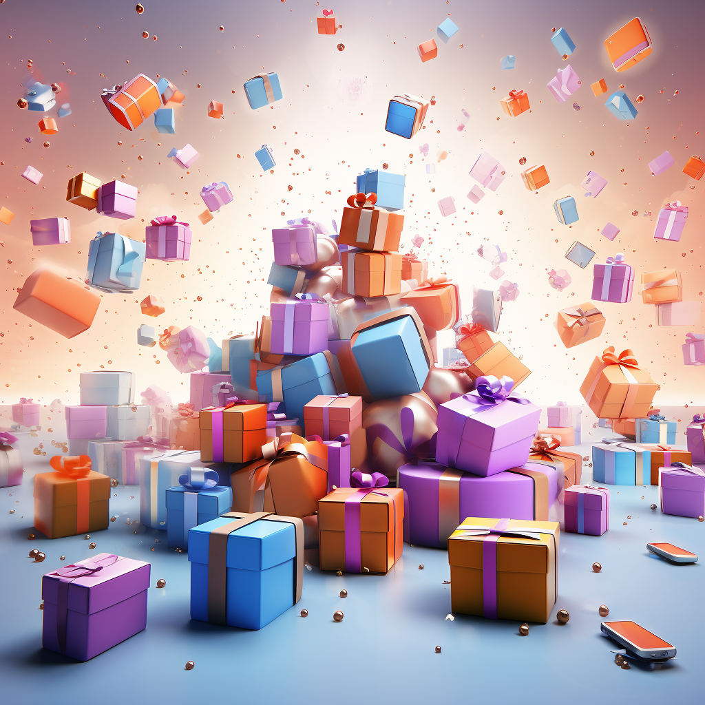 Colorful gift boxes bouncing on the floor