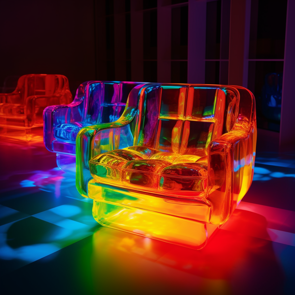 Colorful gummy furniture reflection image