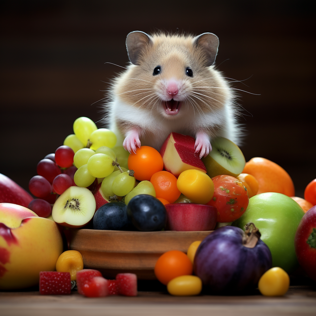 Black and white image of a hamster with stuffed cheeks