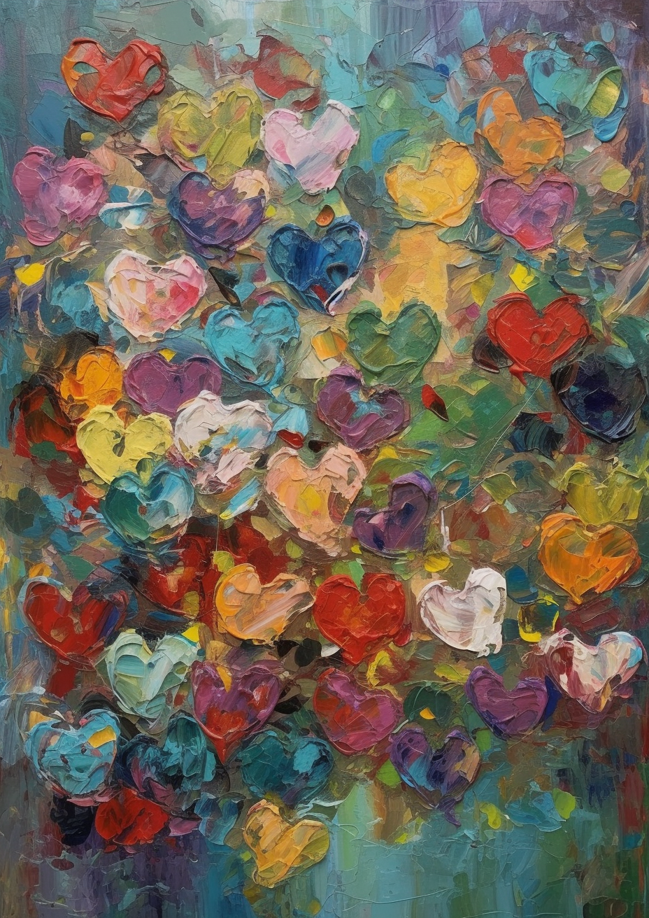 Abstract hearts painting artwork