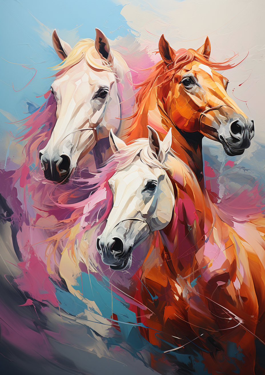 Colorful horses in the wind painting