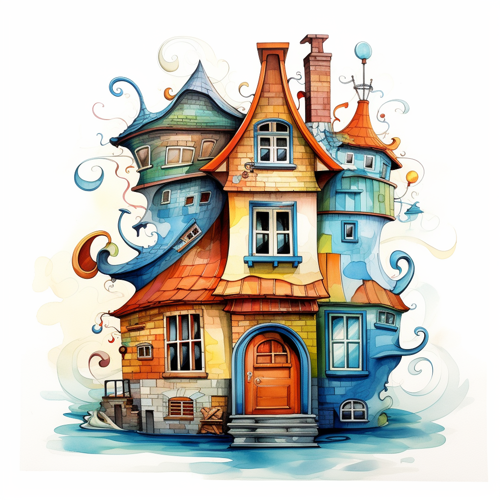 Beautiful contemporary children's book house illustration